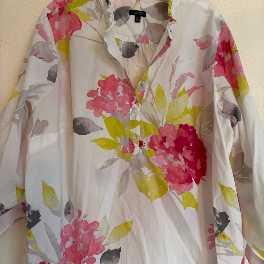Talbots Pink and Yellow Floral Shirt
